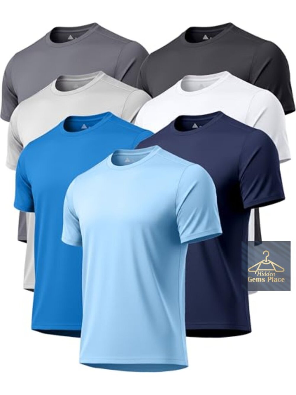 7 Pack Mens UPF 50+ Quick Dry Athletic Tee Rash Guard Swim Shirt